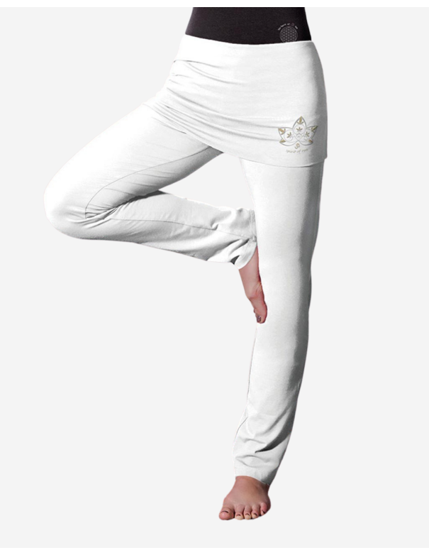 Pantalon de yoga blanc en coton bio long