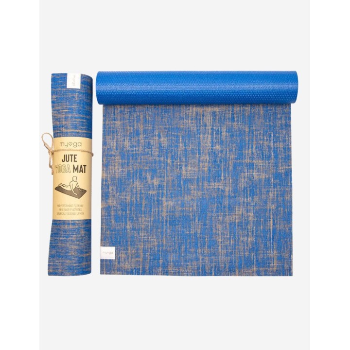 Tapis de yoga - en jute - Bleu