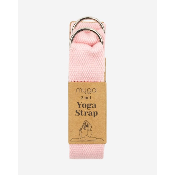 Sangle de yoga en coton - 2 en 1 - Rose - Myga