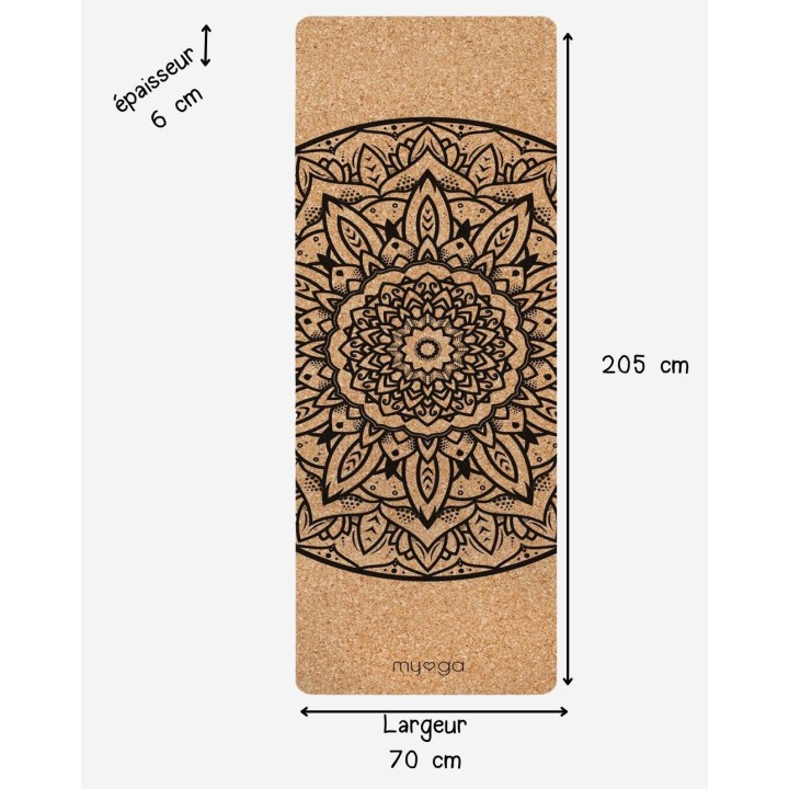 Tapis de yoga en liège XL- Mandala