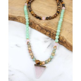 Mala de protection - pendentif rose quartz