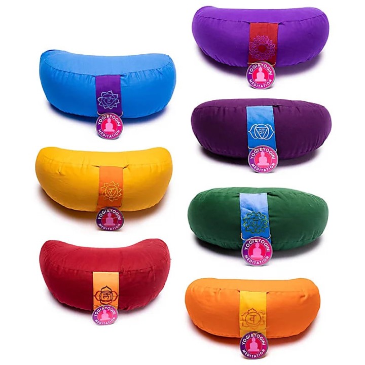 Coussin de yoga demi-lune avec chakra - Méditation confort