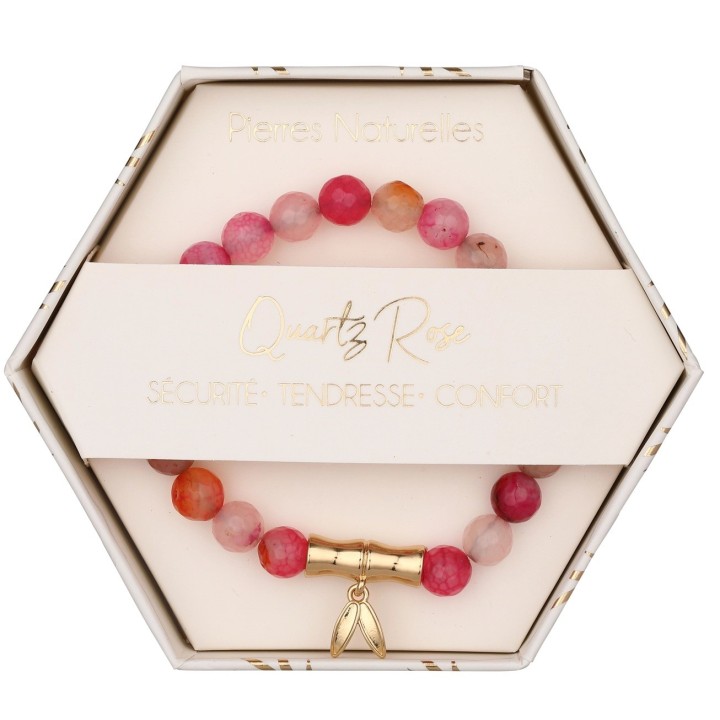 Bracelet pierres naturelles - Quartz Rose  Améthyste ou Agate