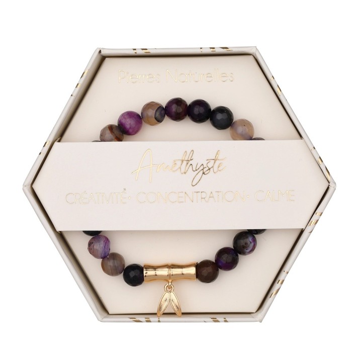 Bracelet pierres naturelles - Quartz Rose  Améthyste ou Agate