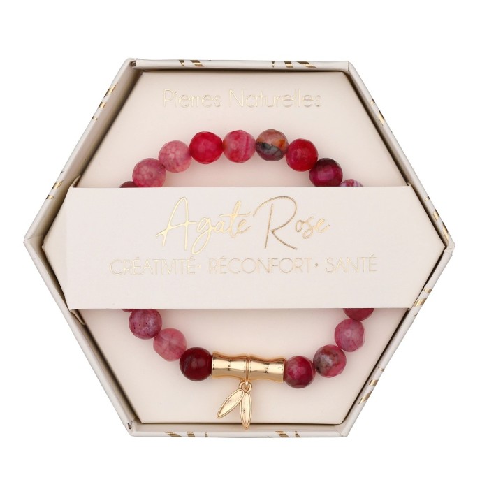 Bracelet pierres naturelles - Quartz Rose  Améthyste ou Agate