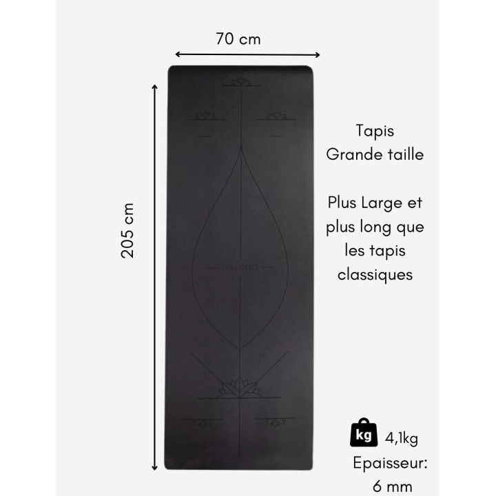 Tapis de yoga - extra large - en caoutchouc naturel - vert