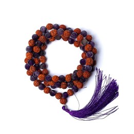Mala Améthyste & Rudraksha – 108 perles pour méditation et mantras