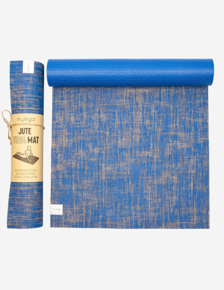 Tapis de yoga - en jute - Bleu