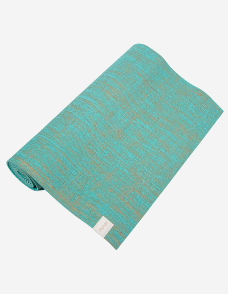 Tapis de yoga - en jute - Bleu turquoise