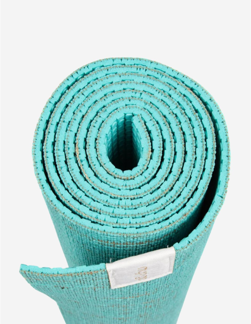 Tapis de yoga - en jute - Bleu turquoise