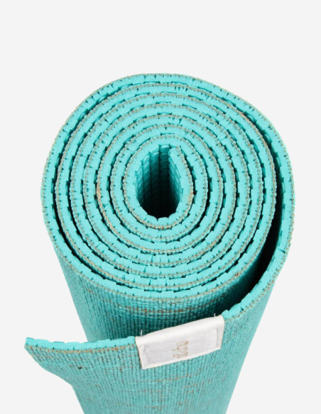 Tapis de yoga - en jute - Bleu turquoise