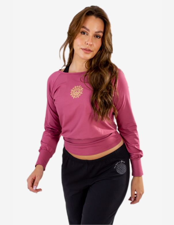 T-shirt de yoga manches longues - Atman peace - Rose