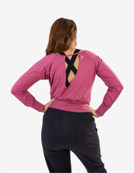 T-shirt de yoga manches longues - Atman peace - Rose