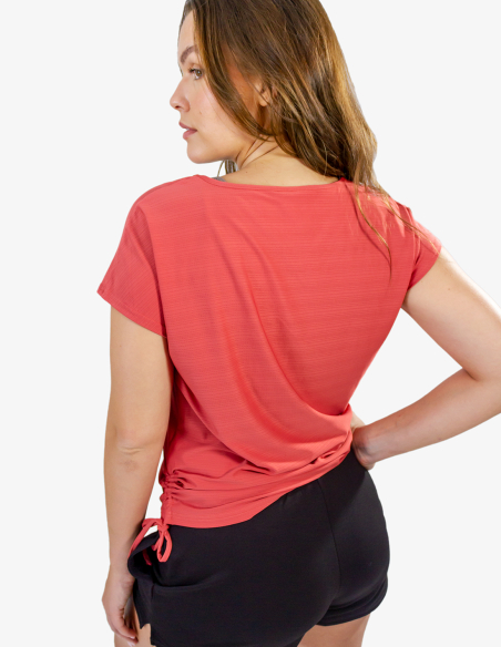 Tshirt de yoga - avec liens aux hanches - Corail