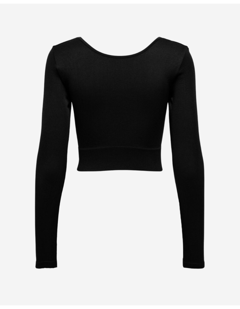 Top manches longues côtelé - Noir