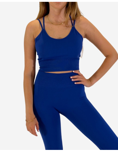 Brassière de yoga - bleu électrique - dos croisé