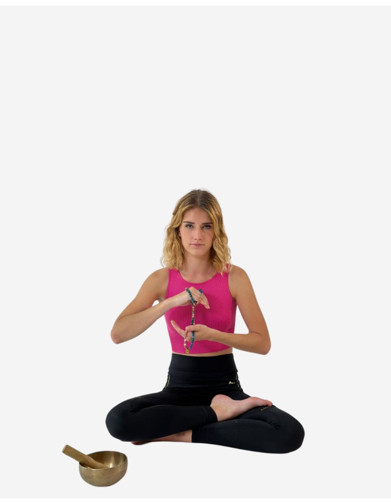 Top de yoga rose côtelé