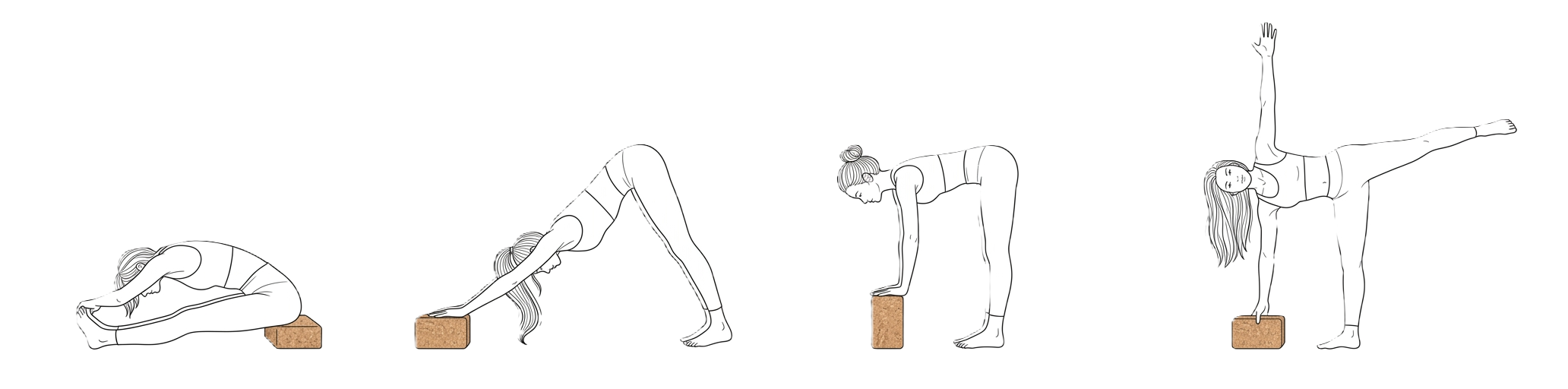 Illustration de postures avec une brique de yoga pour la souplesse et l&rsquo;alignement